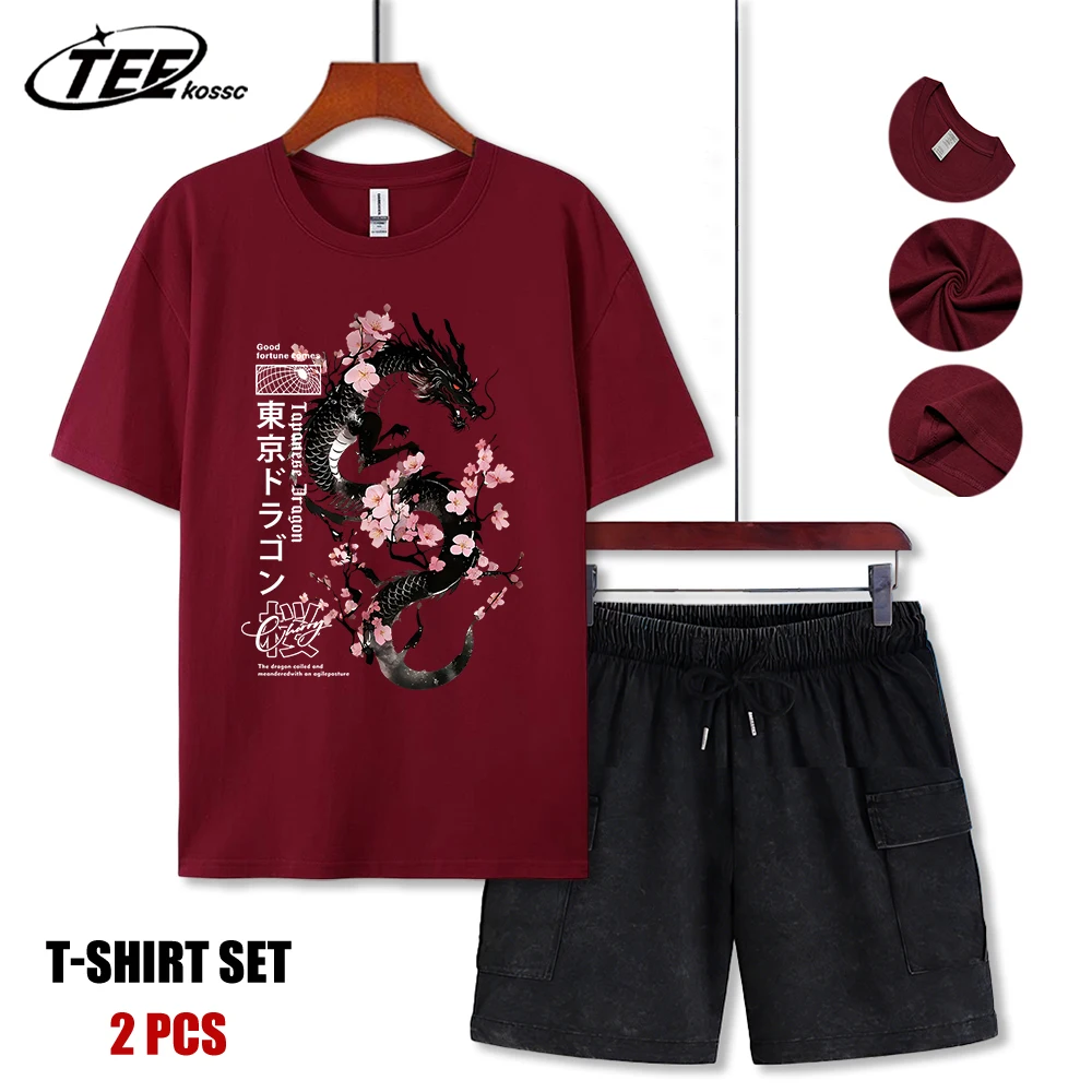 

Футболка с принтом «Сакура Токио Дракон», мужская летняя повседневная футболка, мягкая универсальная одежда унисекс, свободный хлопковый мужской цветной короткий костюм