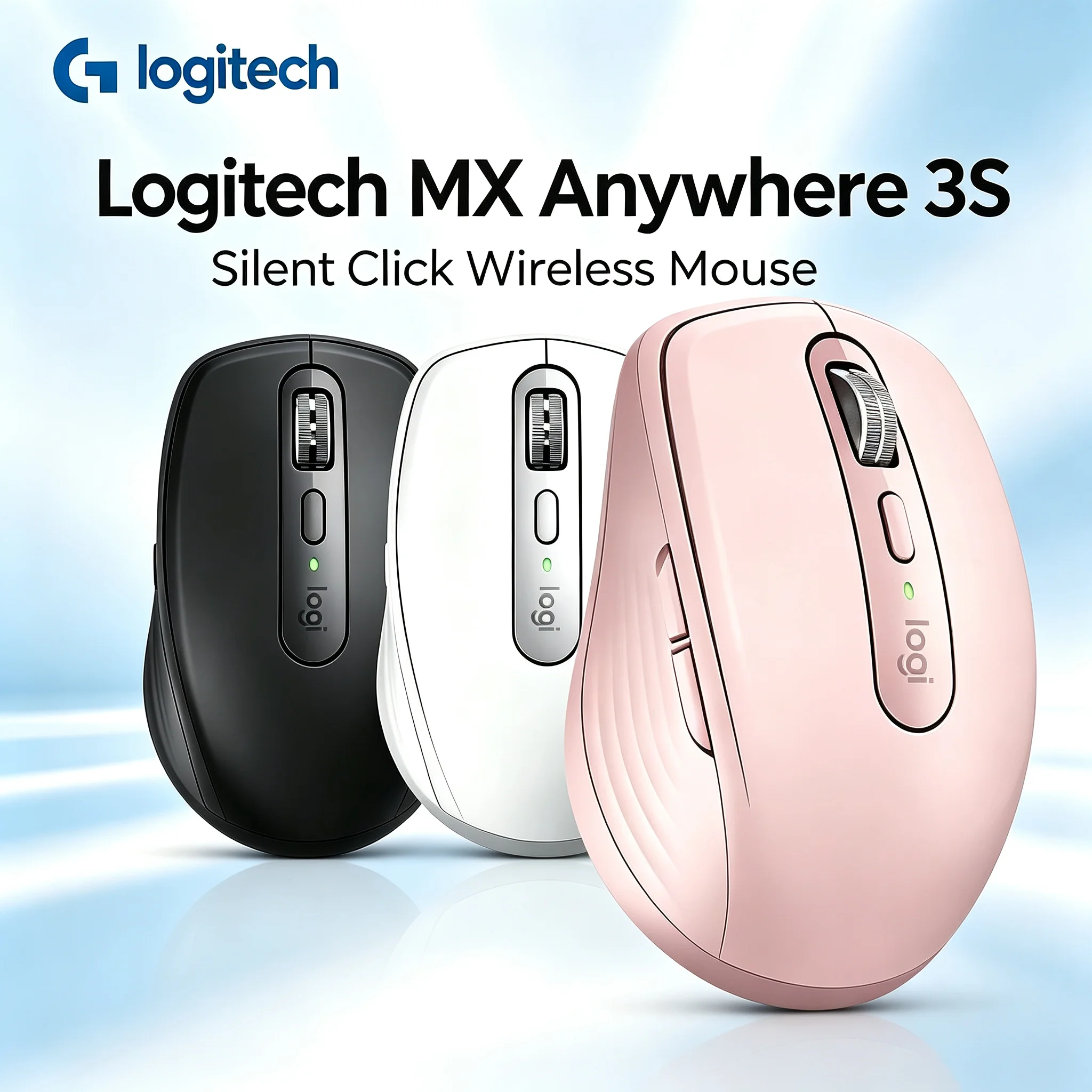 Logitech MX Anywhere 3S Bluetooth Wireless Mouse Multi‑OS Compatibility Silent Buttons Fast Charging Portable Business Travel Mi