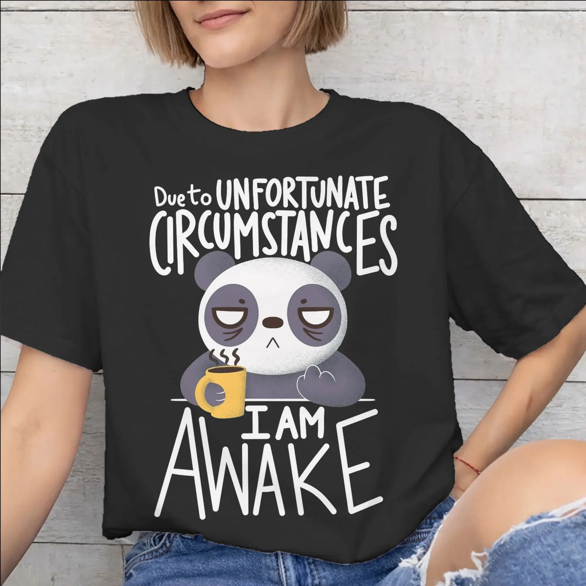 Fashion Just Because I'm Awake Funny Quote  T Shirt For Unisex  Pure Cotton T-shirts Short Sleeve Tops