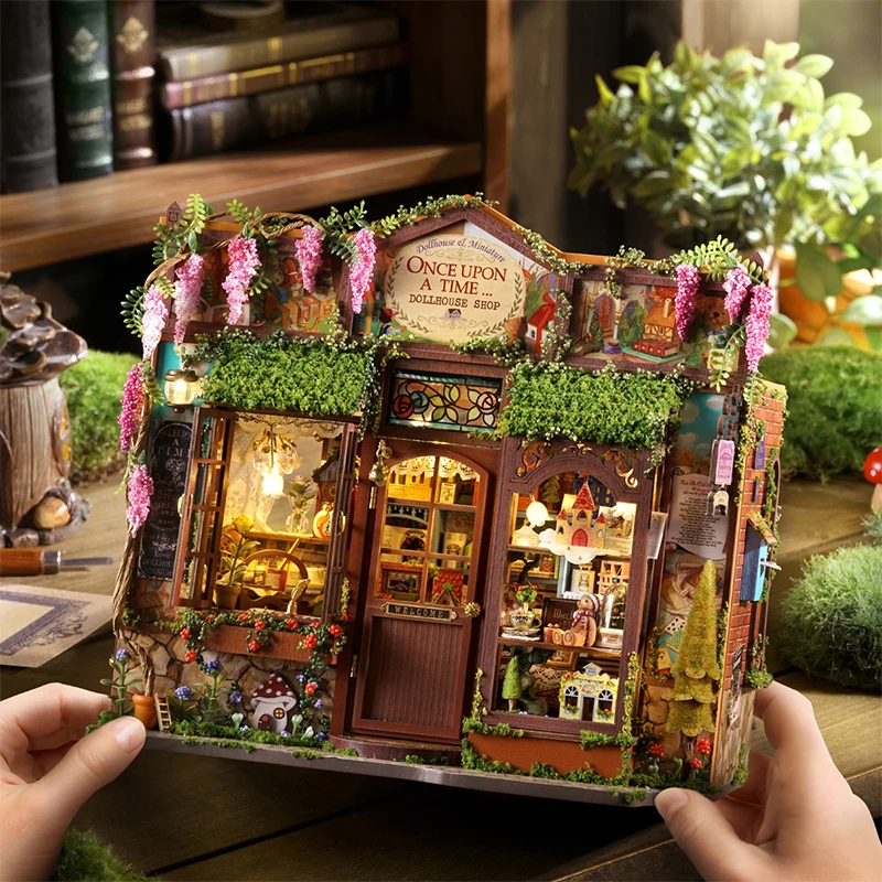 DIY Wooden Miniatures Doll House Handmade Figurines Bookend 3D Puzzle Assembled Houses With Furniture For Friends Christmas Gift