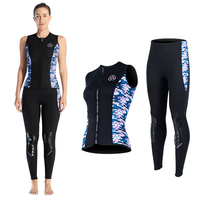 Wetsuit Vest/Pants Womens Mens 3-2mm Neoprene Sleeveless Wet Suit Tops with Front Zipper, for Diving Surfing Snorkeling Swim