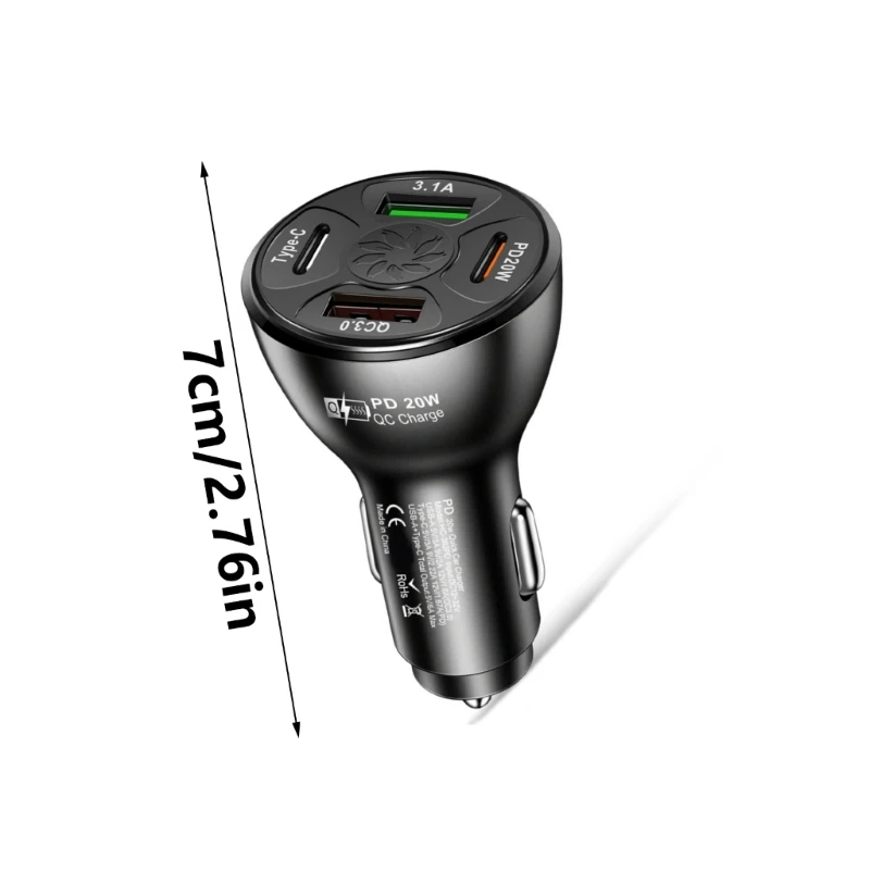 2025 جديد 38 واط سيارة مهايئ شاحن 4 ميناء USB شاحن سيارة PD20W QC3.0 3.1A USB C شاحن سريع سيارة محول الشحن للهاتف