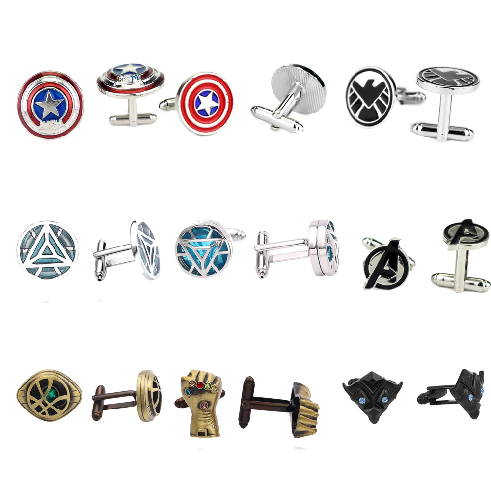 Movie Avengers Superhero Star Wars Collection Cufflinks Men Shirt Cuffs Fashion Cufflink Jewelry Accessories Quality Gift