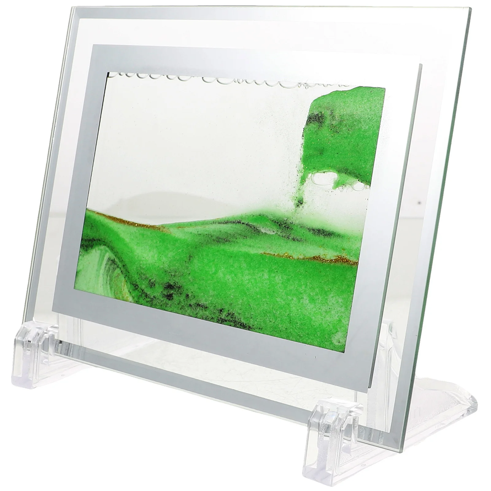 Pintura de arena movediza decorativa, imagen artística de arena de cristal, adorno de escritorio de estudio para sala de estar, arena que fluye, arena móvil relajante para el hogar
