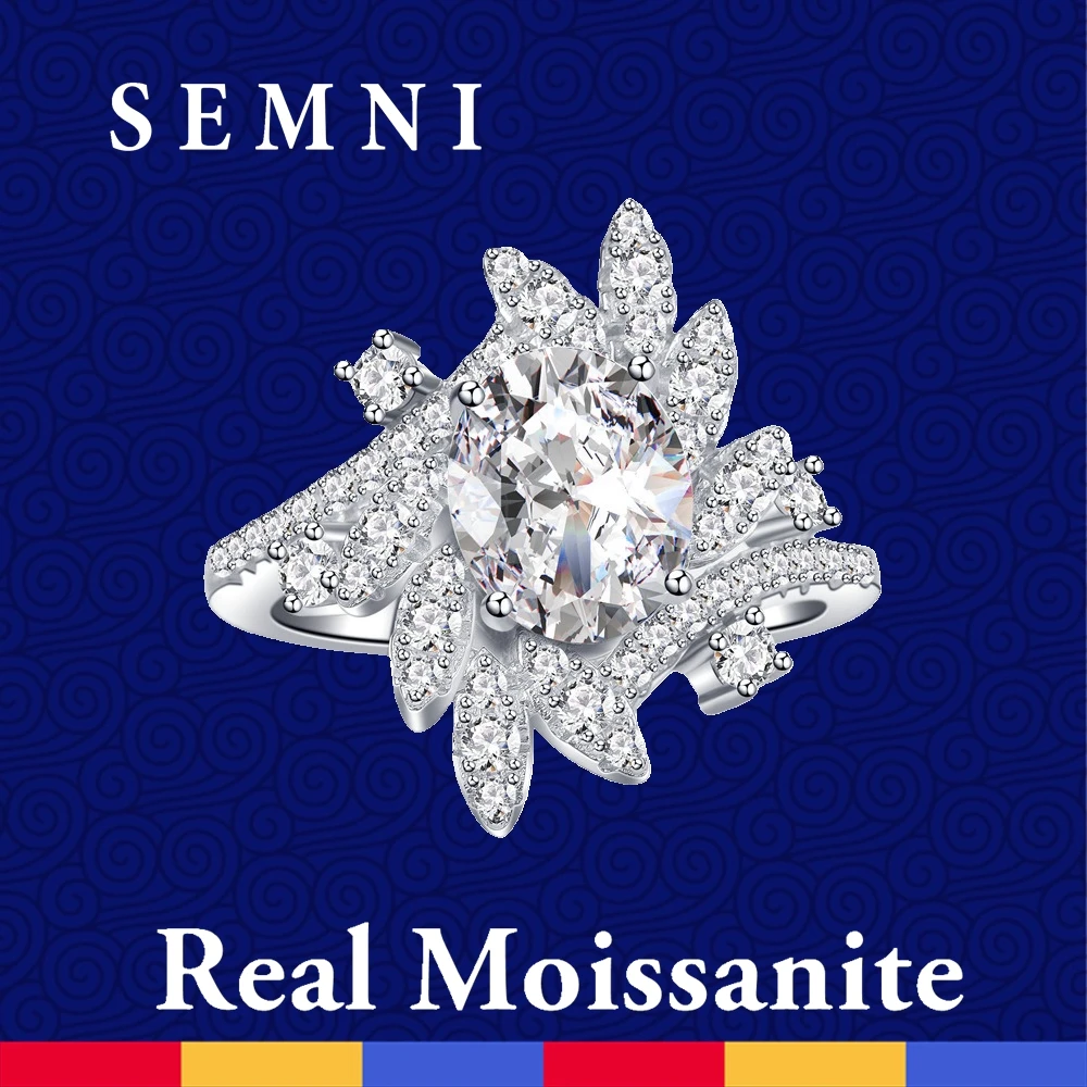 

SEMNI 2.0ct 7*9mm Oval Cut Moissanite Diamond Ring for Women Ruby Sapphire Emerald Engagement Band 925 Sterling Silver Gift