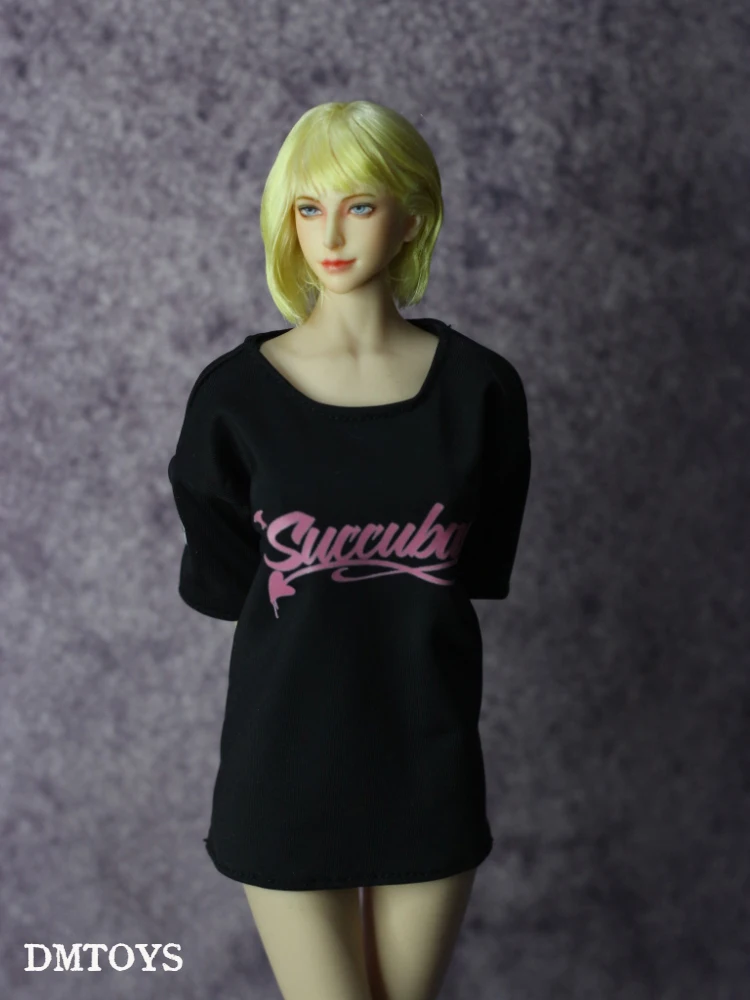 Zwart Wit 1/6 Vrouwelijke Soldaat Mode Brief Gedrukt T-shirt Oversize Casual Tops Kleding Accessoire Fit 12 "Action Figure Body
