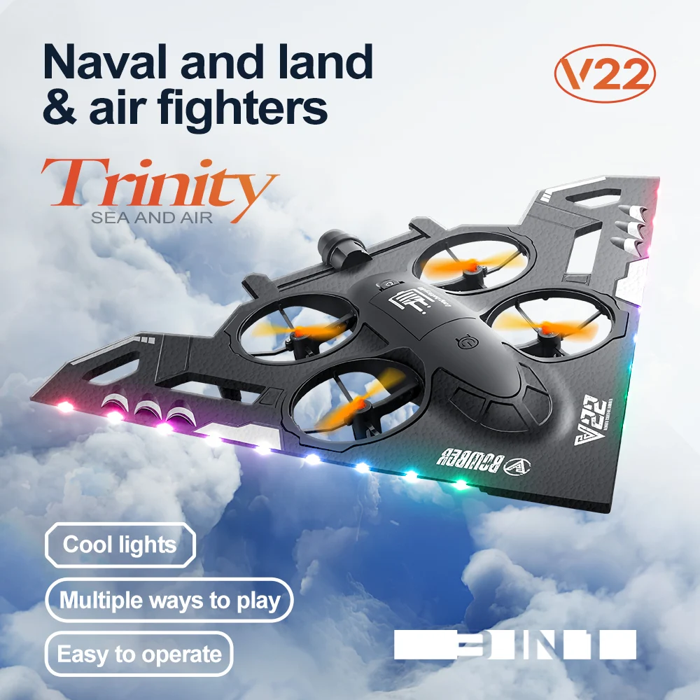 V22 Pro Sea land air drone Obstacle avoidance optical flowing postionng Brushless motor Toy drone Valentine's Day gift