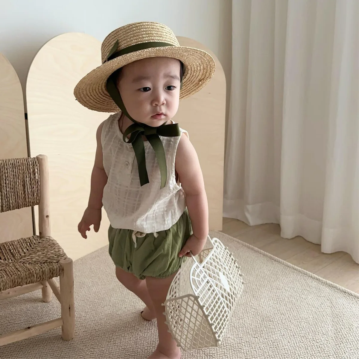 2026 Summer New Baby Sleeveless Clothes Set Infant Girl Cotton Breathable Vest + Cute Pp Shorts 2pcs Suit Toddler Boy Outfits