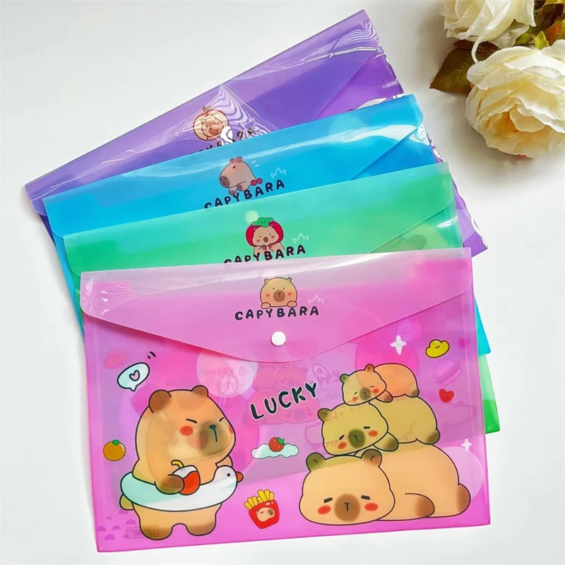 24 pcs/lot Cartoon Capybara A4 File Folder Cute Capybara Document Bag Stationery Organizer Office School Supplies