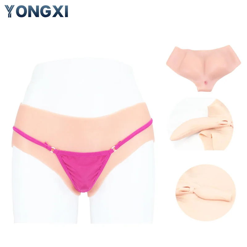 YONGXI Triangle Pants Have Realistic Silicone Vagina for Men Dress Up Like A Aissy Crossdresser Latex Sexy Porn Cosplay