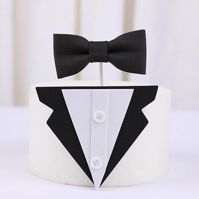 1Set Bow Tie Suit Happy Fathers Day Cake Topper Happy Birthday Dad Cake Decoration Cake Decorating Tools Party Favors