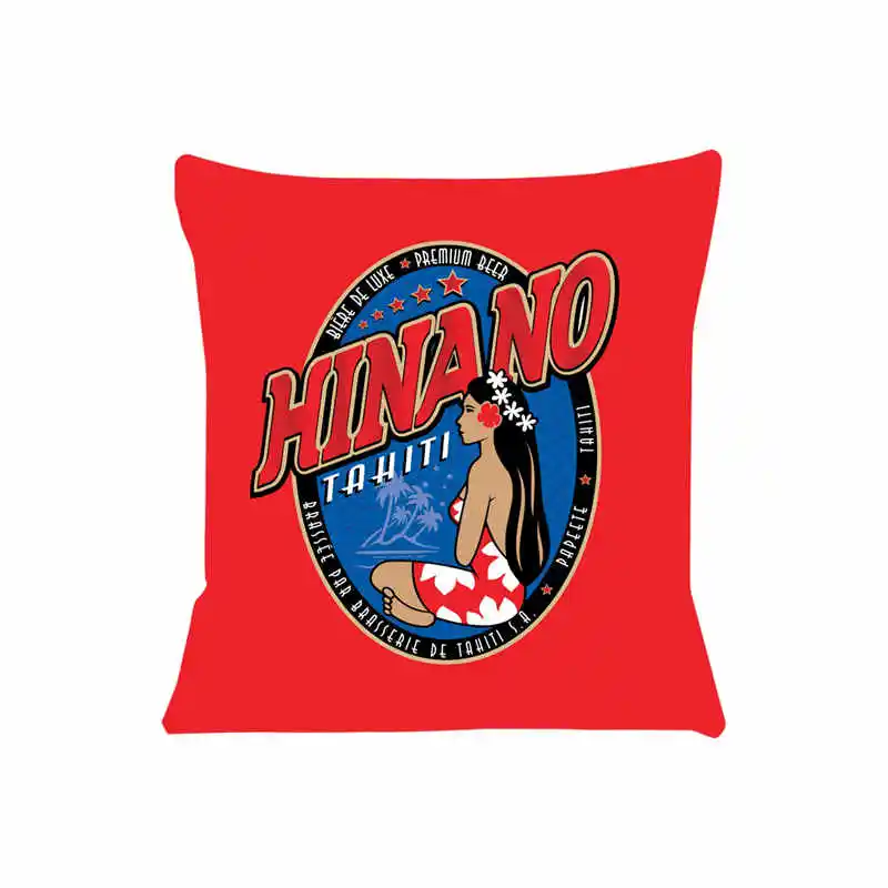 Hinano Tahiti Beer Cushion Cover for Sofa Pillow Case Cover Seat Car Throw Pillowcase 45X45cm For Home Decorative SJ-668