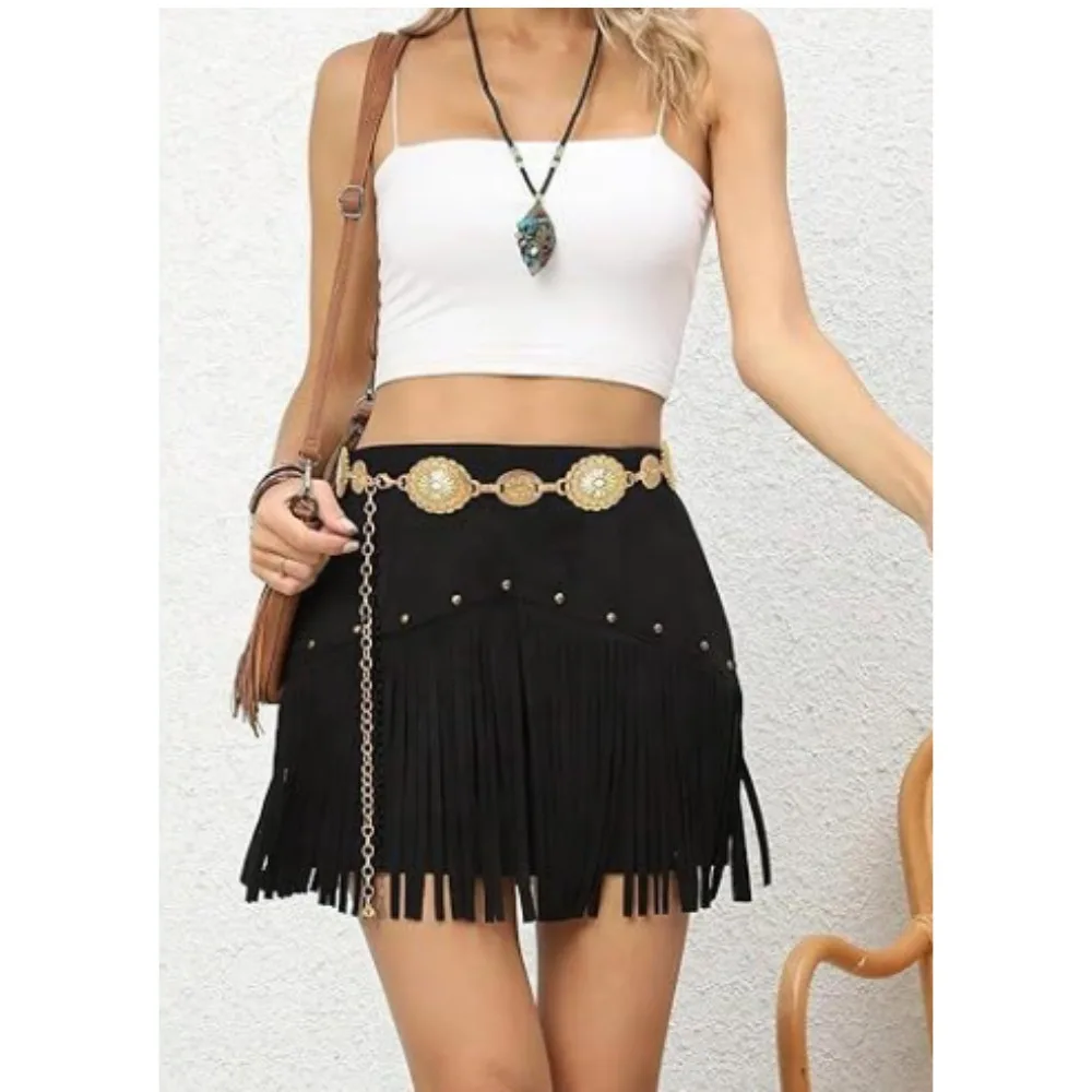 Fashion Metal Chain Belt for Women Fashion Cowgirl Western Country Chain Belts Adjustable Concho Belt for Sweaters Dresses Jeans view 6