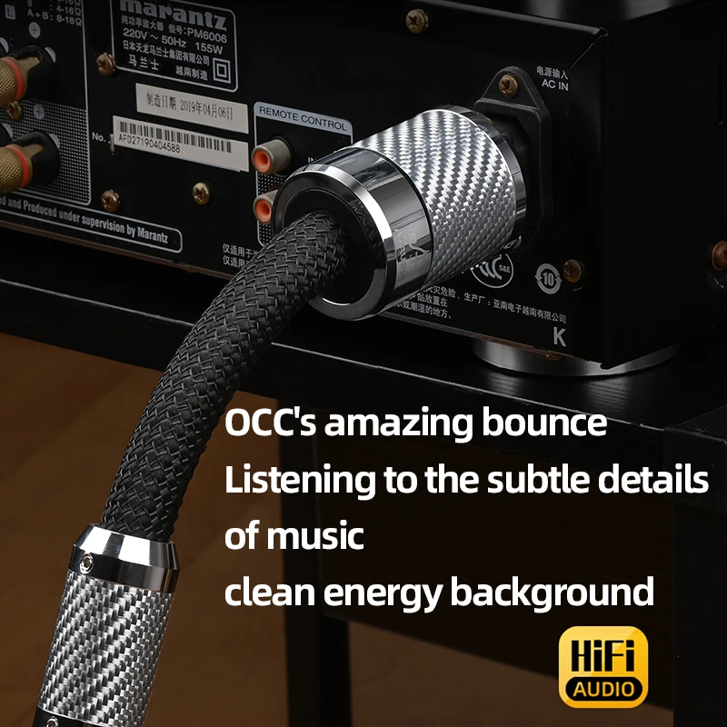ATAUDIO HiFi Power Cable OCC Hi-end AU/EU/US Vseries Audiophile Carbon Fiber Rhodium Plated Plug Amplifier Filter Power Cable