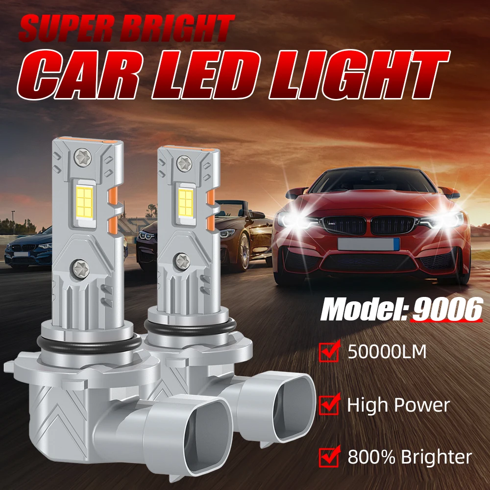 

50000LM Canbus LED Headlights 9006 HB4 Led Lamp 3570 CSP Car Headlight Bulbs 200W High Bright 6500K Fog Lights Turbo Mini Lamp