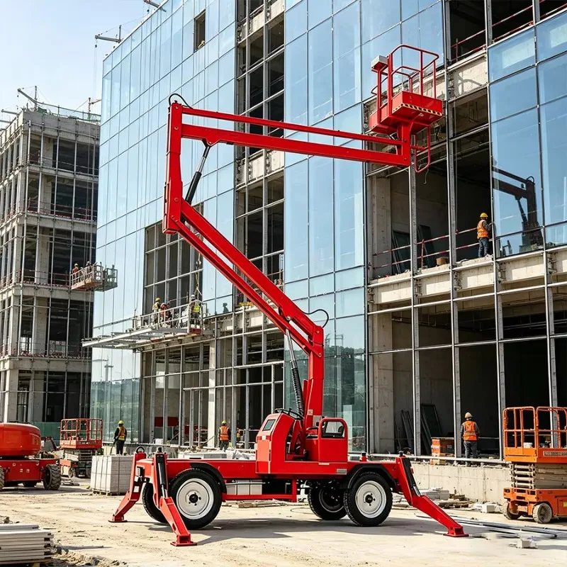 Fully Self - Propelled Towable Electric Curved Arm Boom Lift Man Basket Platform