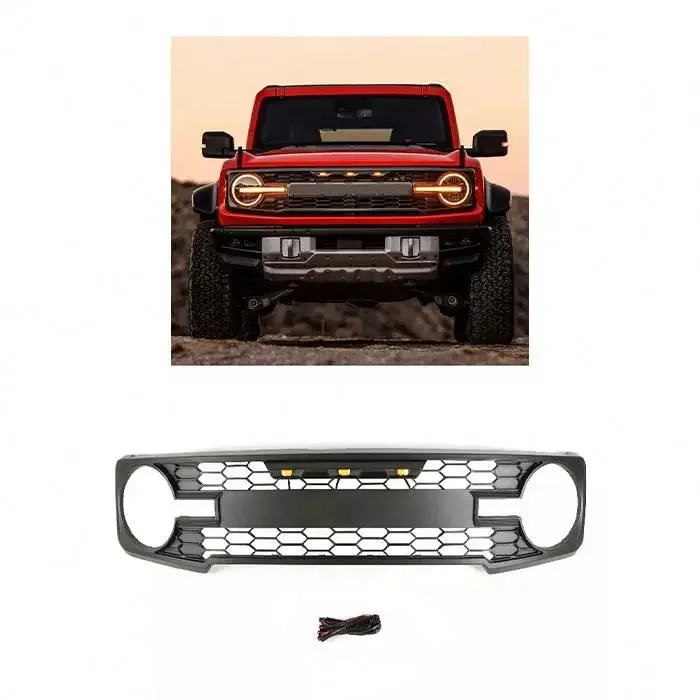 

Gobison New Products 2021 2022 Bumper Raptor Mesh Grille for FORD Bronco Car Grille