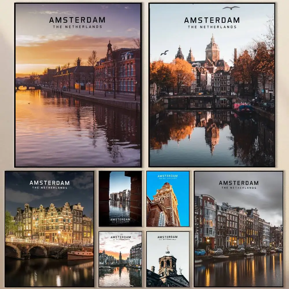 

Europe Cities Travel Poster Modern Waterproof HD Wall Art Decal Self-Adhesive Aesthetic Decor for Home Living Room Bedroom Bar