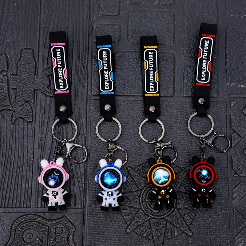Cartoon Astronauts Bear Keyring Delicate Simple Couple Dolls Pendant Creative Backpack Decoration Accessories Gifts Cute
