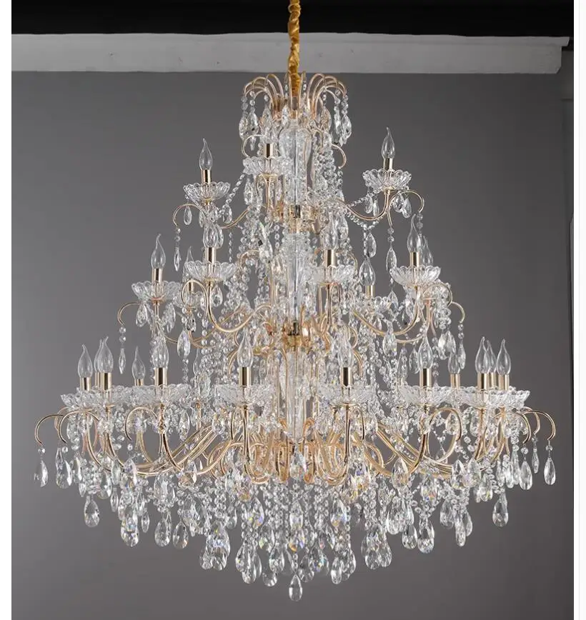 Modern Crystal Chandelier Hanging Light Candle Style Crystal Lighting Living Room Bedroom Lobby Lustres Fixtures Home Decoration