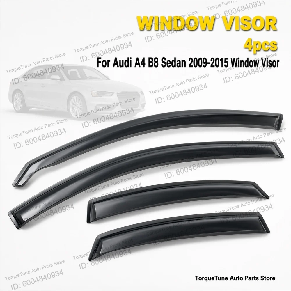 Premium In Channel Direct Fit Easy Installation Window Visor Wind Deflector For Audi A4 B8 Sedan 2009-2015 Rain Guard