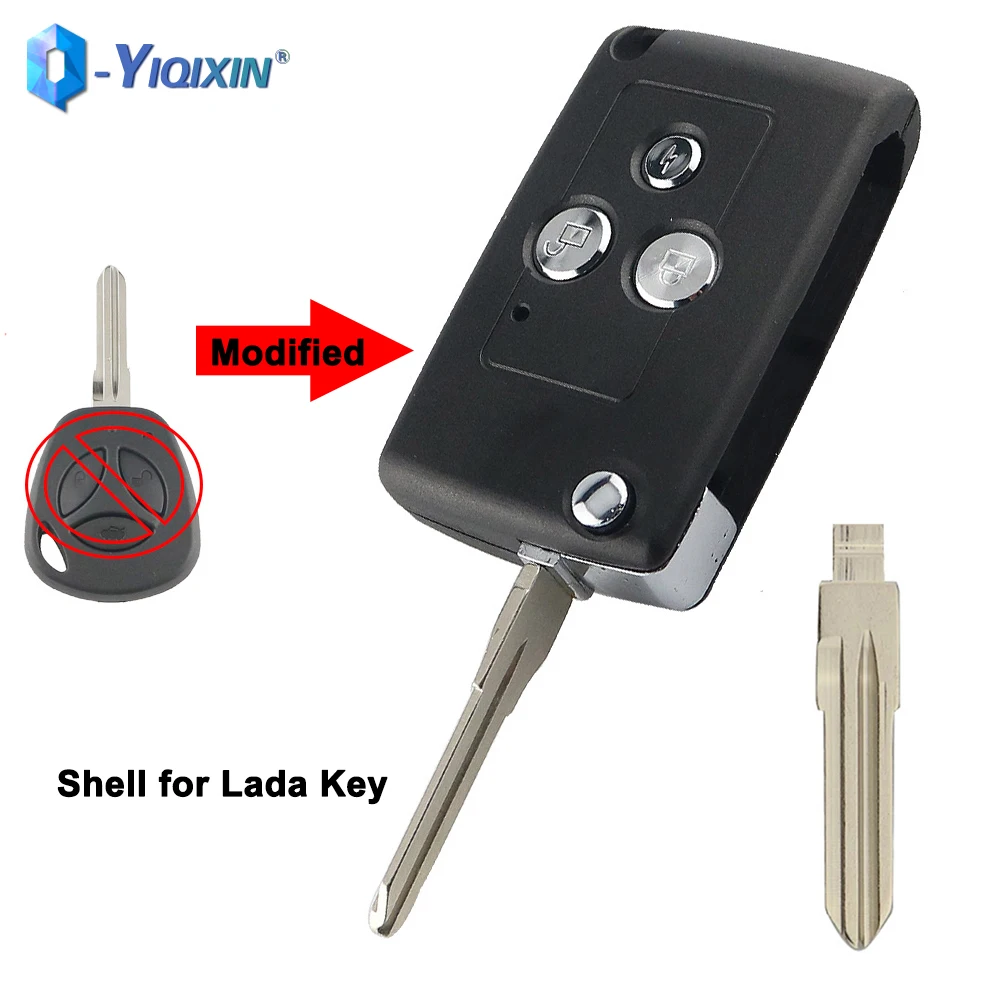 YIQIXIN 3 Button Modified Flip Car Key Shell For Lada Priora Kalina Niva Vaz Granta Samara 2108 Xray Sedan Remote Fob Cover Case