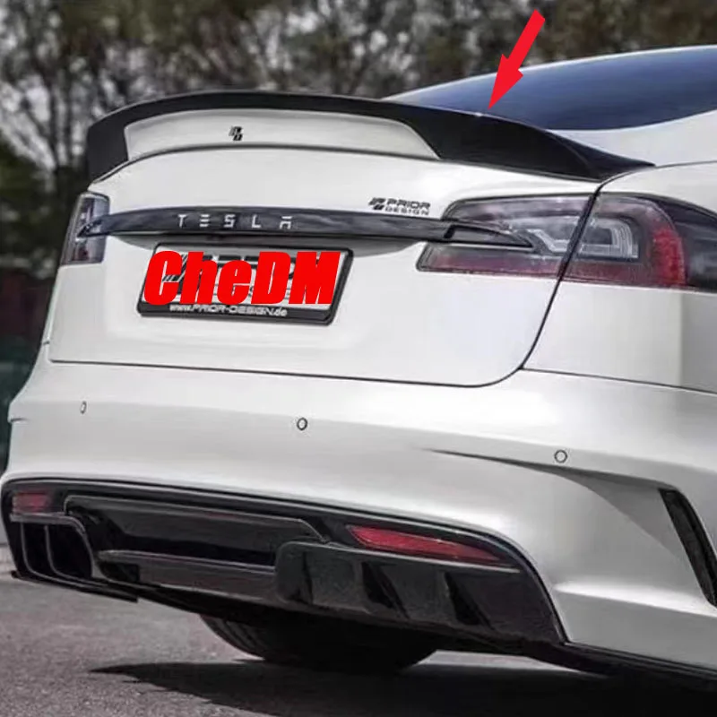 

For 2016-2022 Tesla Mdel S 100% Real Carbon Fiber Highquality Rear Spoiler Trunk Lid Diffuser JDM PD GT Styl