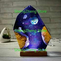 Resin Ocean Light Lamp Epoxy Resin Bedside Ocean Handmade Resin Lamp Home Decoration