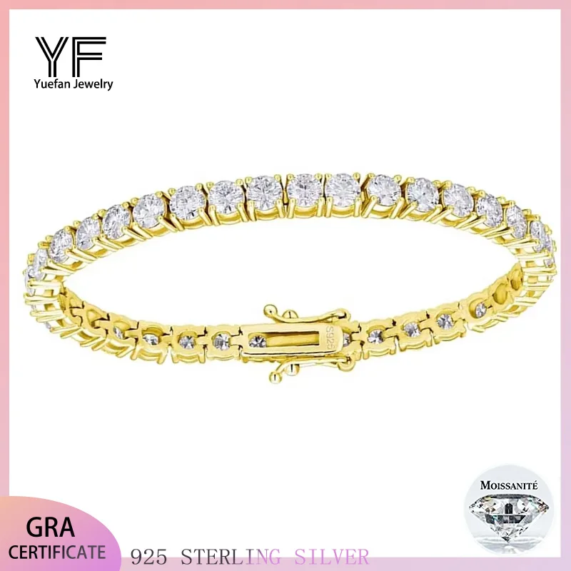 

S925 Silver Moissanite 2-3mm tennis bracelet electroplated 18k white exquisite fashion light luxury design women Bracelet Chain
