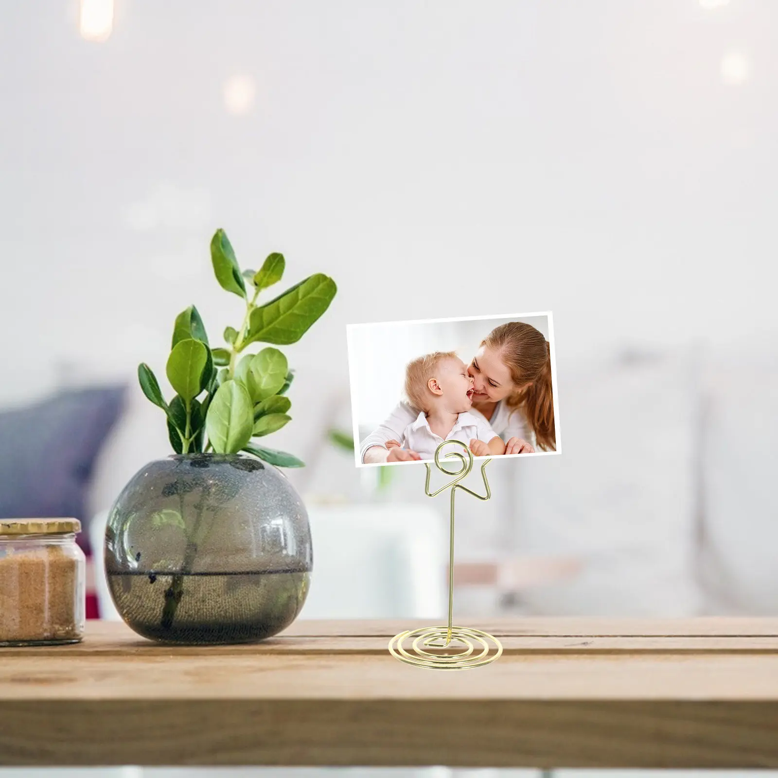 6Pcs Stable Spiral Base Picture Holders for Tables Table Number Clips Name Card Holder Wedding Centerpiece Photo Display Stand