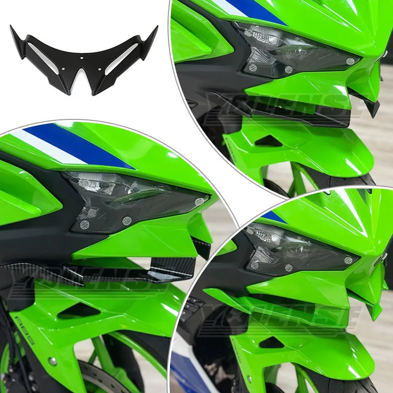 Motorcycle Front Fairing Winglets Aerodynamic Wing Shell Cover Protection Guards Kit For NINJA 500 For NINJA500 2024 2025