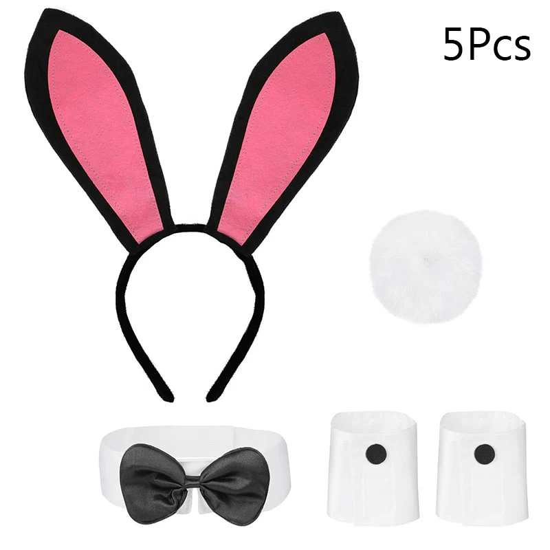 Coelho menina traje conjunto orelha de coelho bandana argola de cabelo halloween senhora vestir-se cocar lolita cosplay prop festa anime headpiece