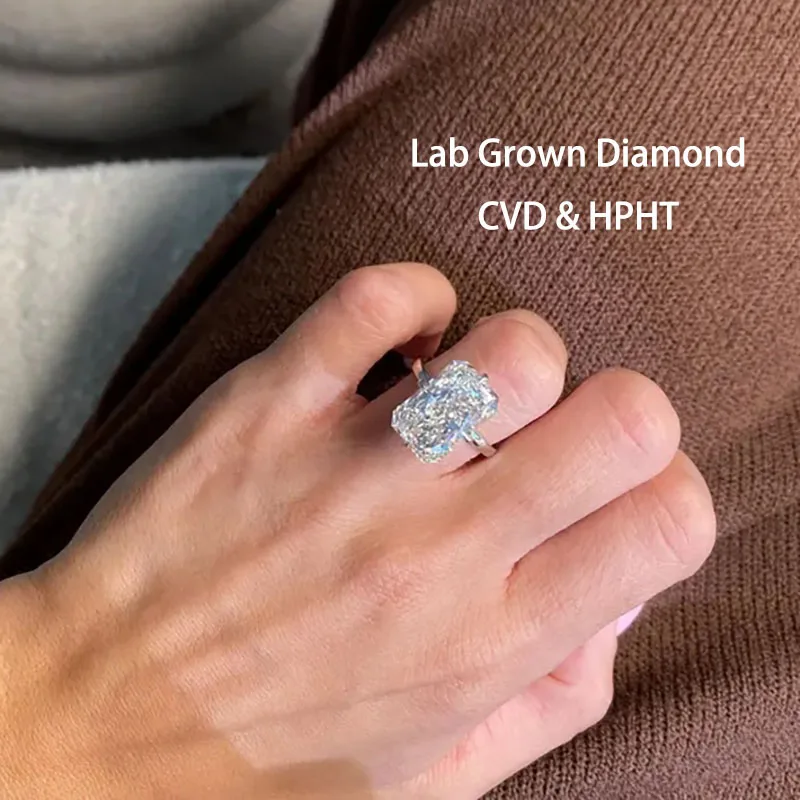 10 Carat Radiant DEF/VS VVS Cut Lab Grown Diamond IGI Certified Engagement Ring 14K 10K Gold Ring Radiant Lab Diamond Ring