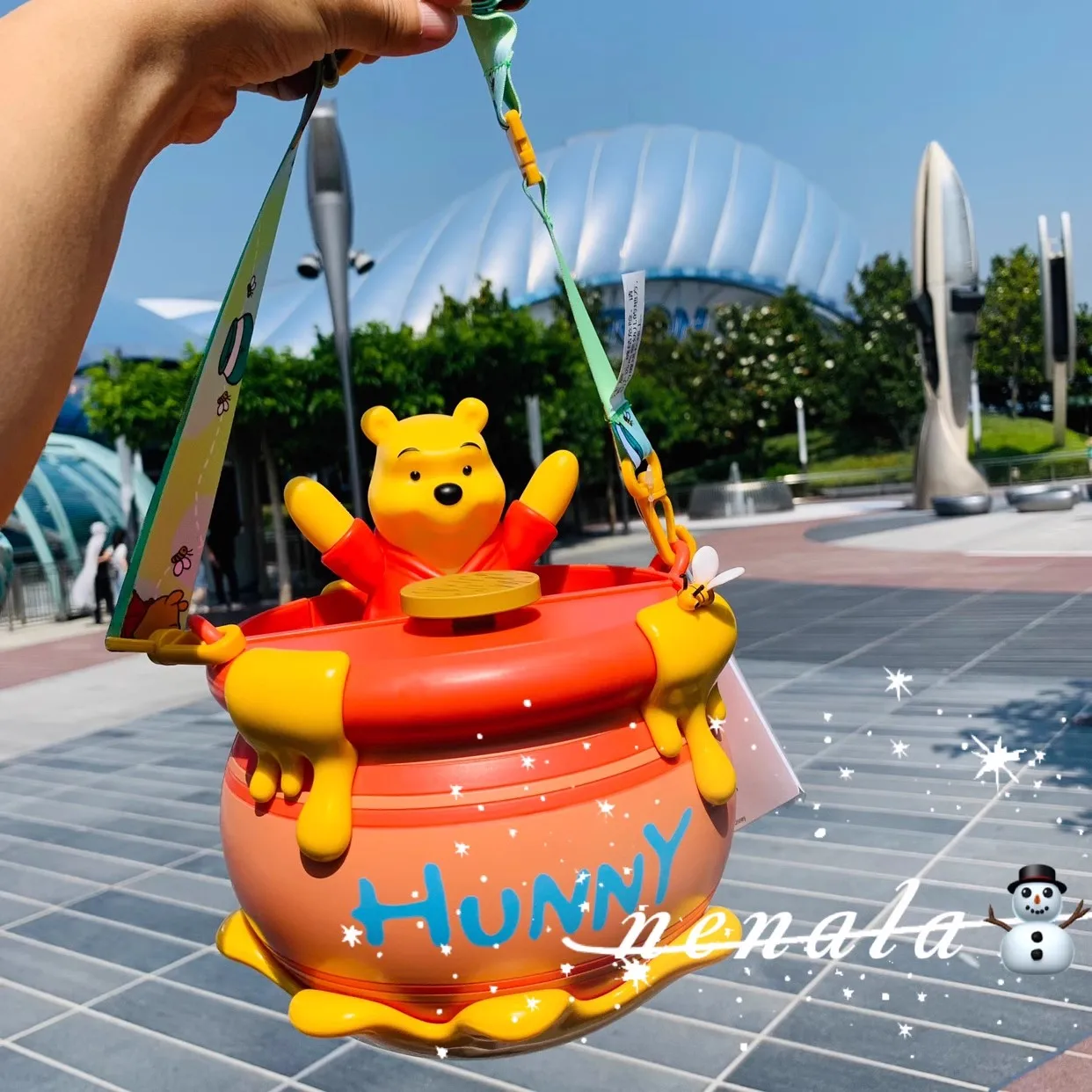 Original Disney Rotating Honey jar Pooh Pooh cartoon popcorn bucket Single shoulder crossbody storage box