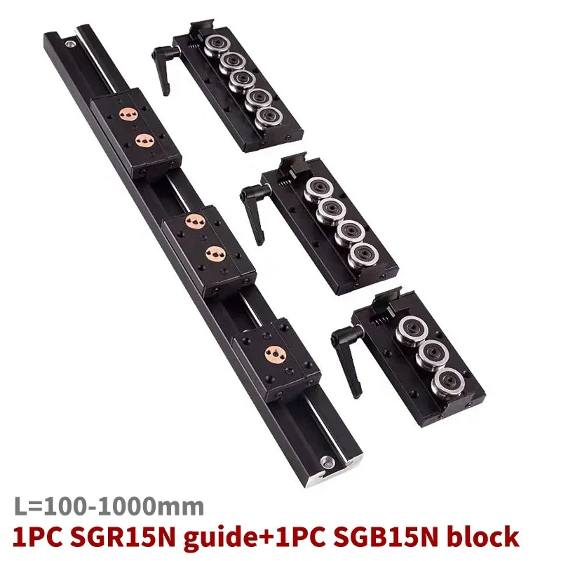 1PC Blackening Built-in dual-axis linear guide 38mm SGR15N Roller slide 1 set: 1 SGB15N block and 1 SGR15N guide cnc Woodworking