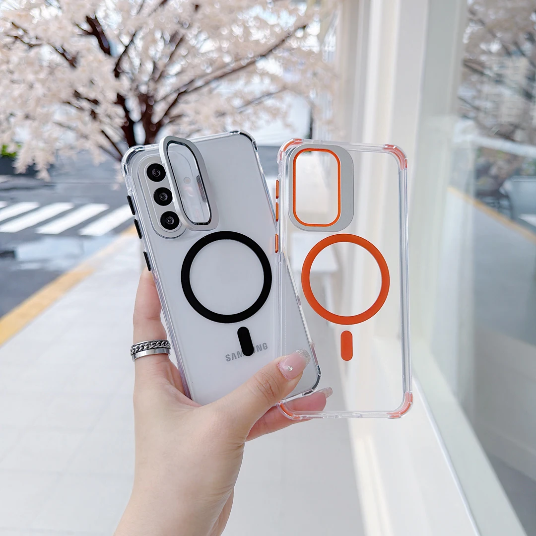 Lens Film Protector Bracket Kickstand Case For Samsung Galaxy A57 A56 A37 S23 S24 S25 S26 Ultra Magnetic Wireless Charge Cover
