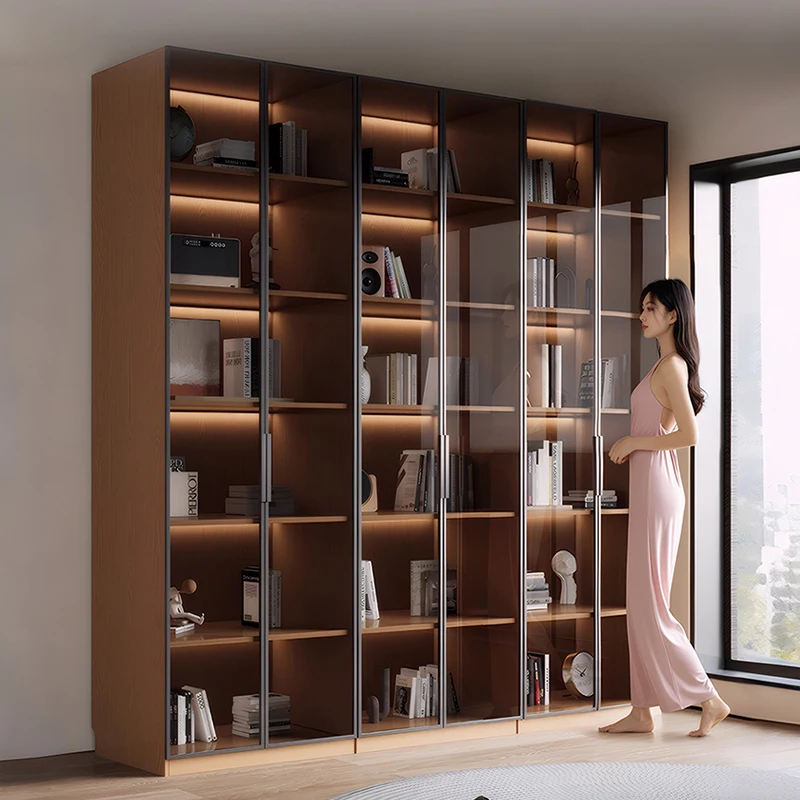 

Honeycomb aluminum furniture living room combination bookcase aluminum alloy bookcase with glass door bookcase wall can be custo