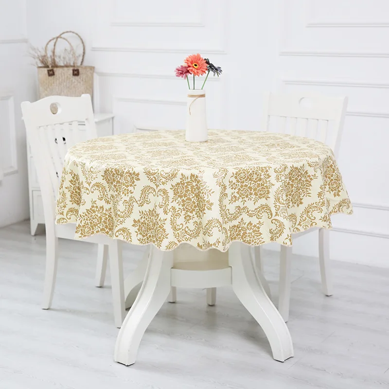 PVC Hotel Waterproof and Oil Proof Large Round Tablecloth Hotel Plastic Round Table Cloth Wash Free and Scald Proof Table Cloth