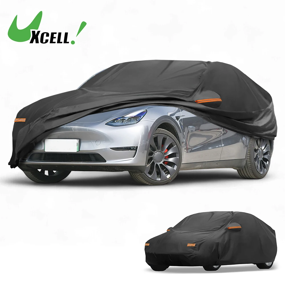 UXCELL Car Cover Waterproof All Weather 210D-PU Outdoor Anti-UV Sun Rain Protection Full Cover for Tesla Model Y 2020-2025