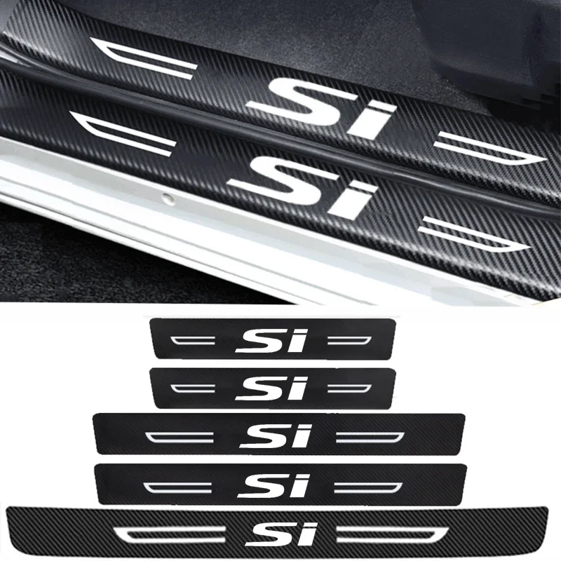 Carbon Fiber Car Door Sill Sticker Scuff Scratch for Honda Si Spirior Auto Door Threshold Strip Tape Waterproof Protect Film