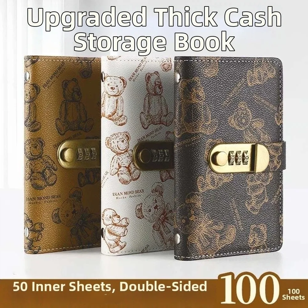 A6 Code Notebook for Money Cartoon Bear Printed Daily Plan Cash Budget Ledger Anti-splash Water Diary Notepad