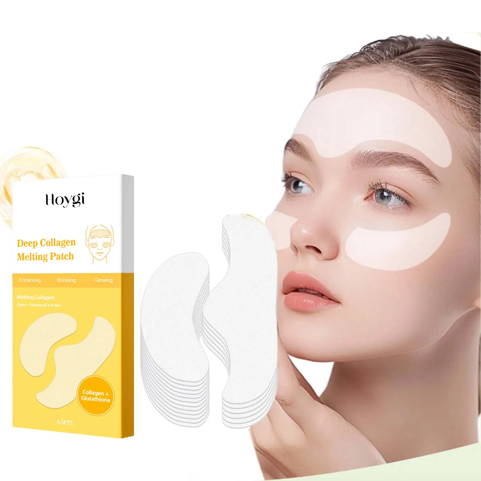 Collagen Protein Water Soluble Patches for Forehead Eye Area Absorbable Elasticity Firming Moisturizing Essence Patch Face Care