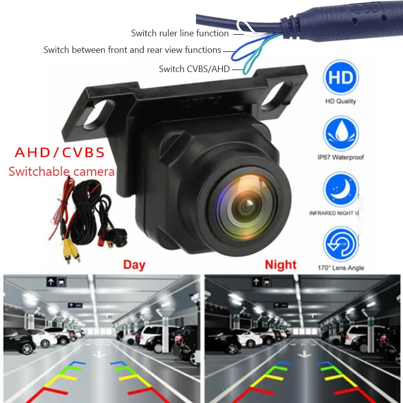 1080P Car Backup Camera Rear View Camera Clear Anti-Interference 170 Degree Wide Angle Adjustable Vehicle Small Reversing Camera