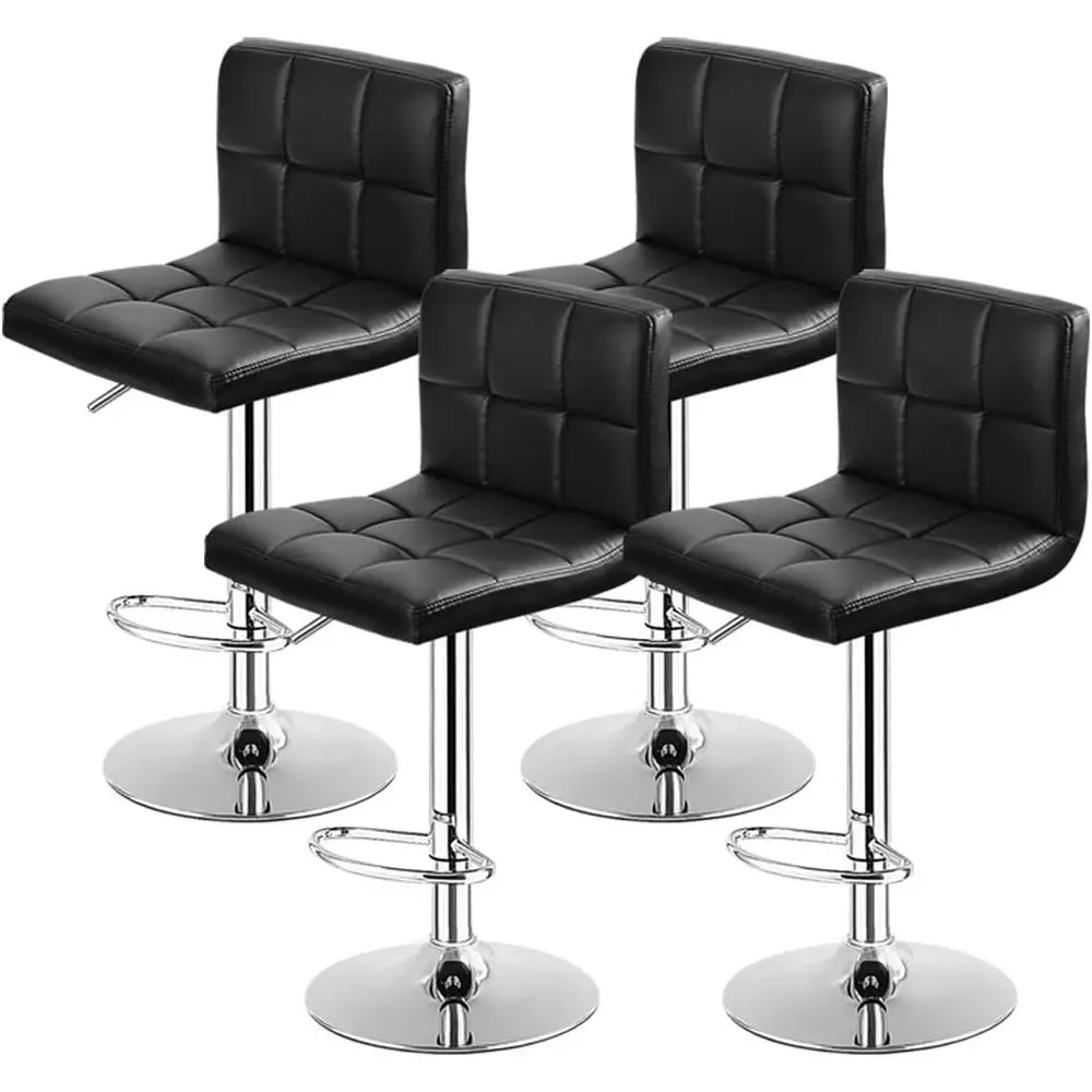 

Набор из 4 поворотных барных стульев с регулируемой высотой, квадратными сиденьями и спинками из искусственной кожи.