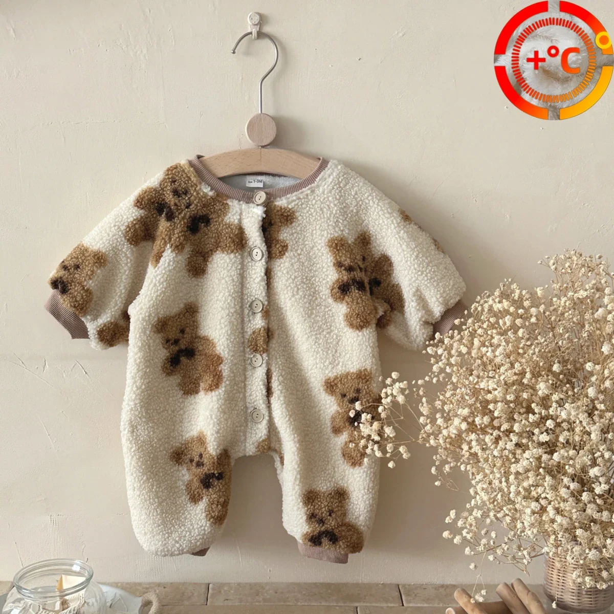 Winter Baby Kleidung Nette Bär Gedruckt Baby Infant Junge Mädchen Rundhals Kostüm Einreiher Overall