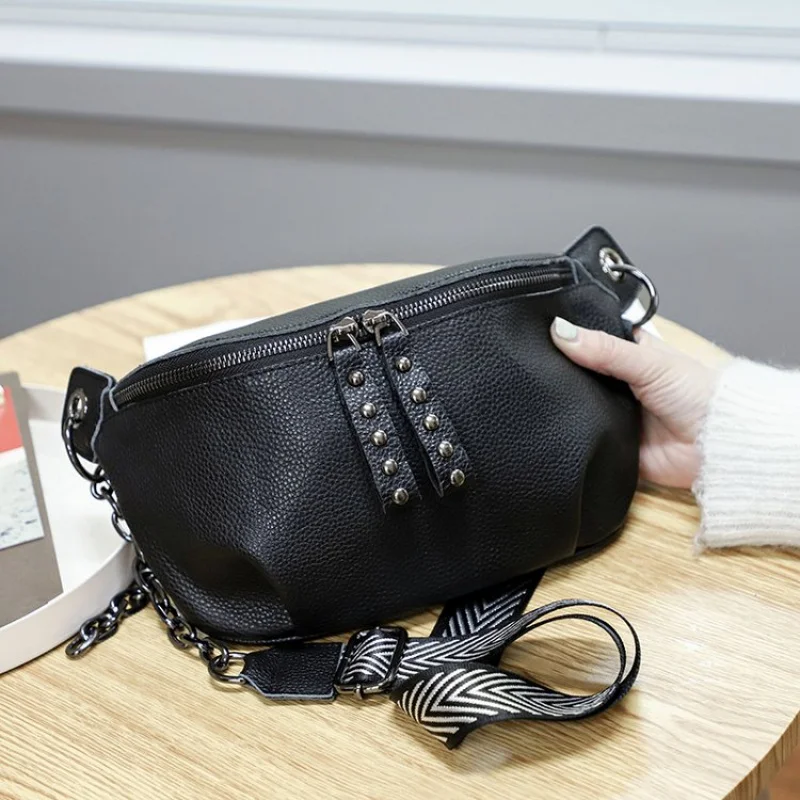 

Fashionable Leather Women's Shoulder Bag High-End Luxury Brand Trendy Design Commuter Vintage Daily Bag