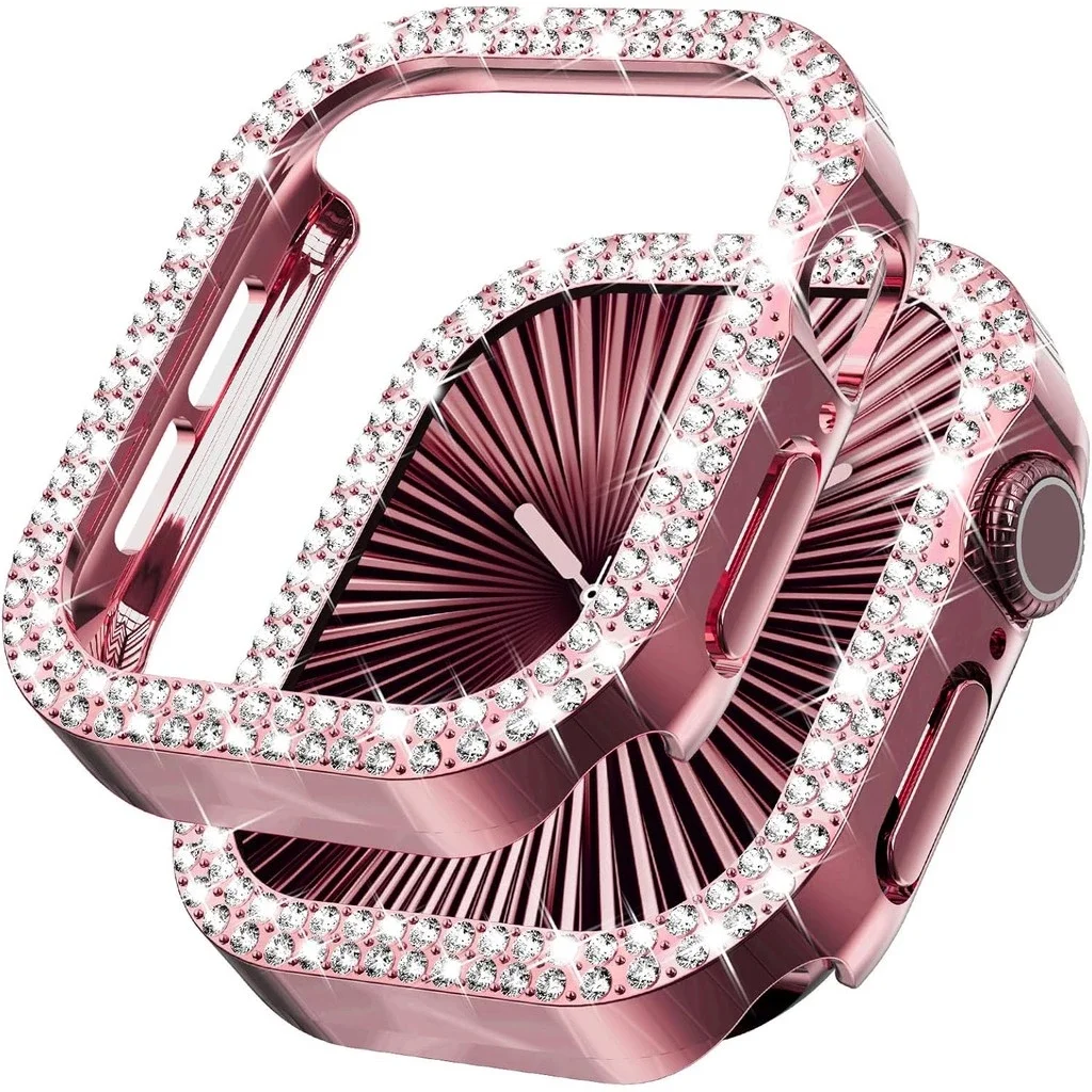 Bling Diamond Hollow Case für Apple Watch 46 mm 42 mm 40 mm 41/44/45/49/41 mm für iWatch Serie 11 10 9 8 7 6 5 4 3 Schutzabdeckung