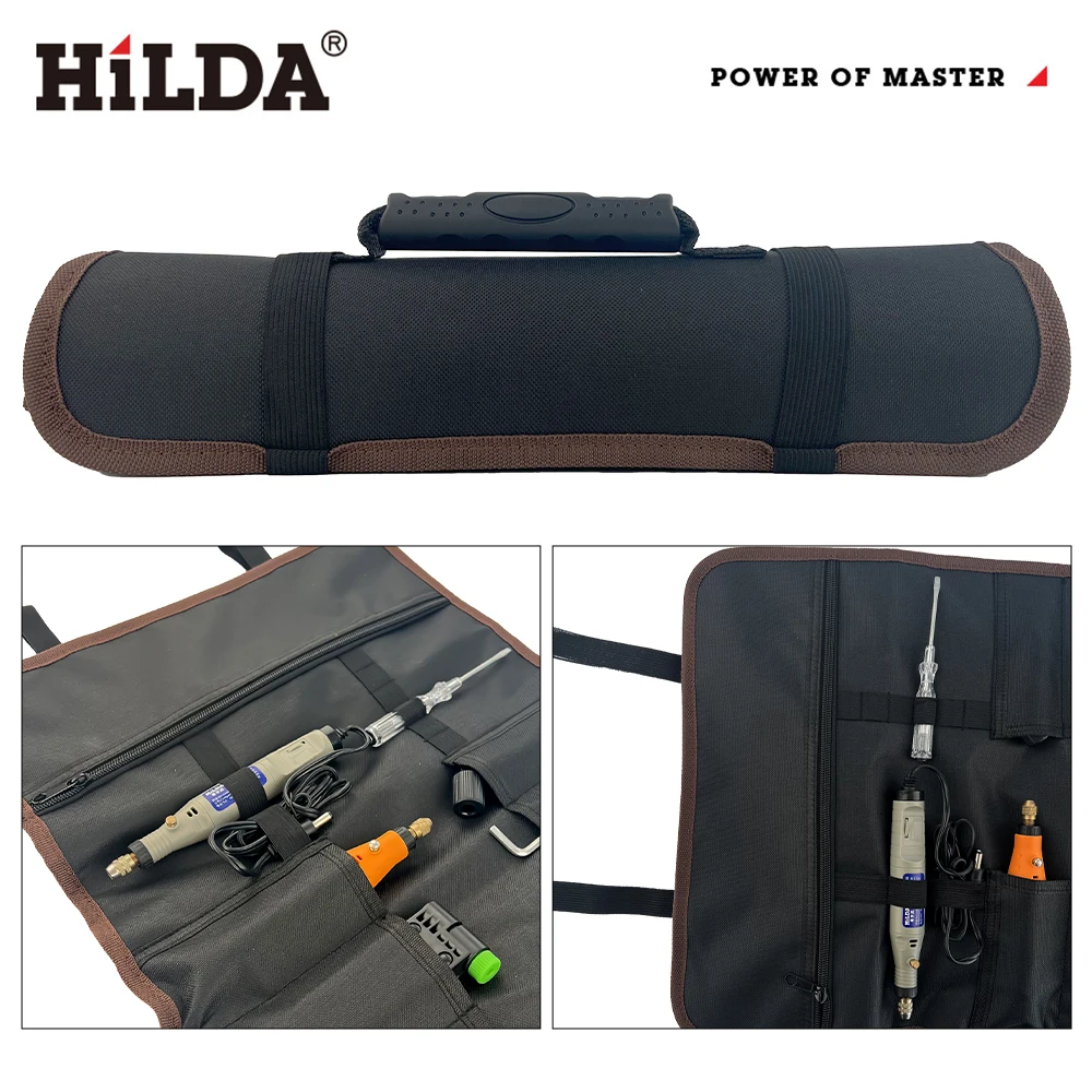 HILDA 1pc 3-color Optional Roll Type Storage Bag Electrician Repair Bag Thickened Wear-resistant Canvas Tools Bag