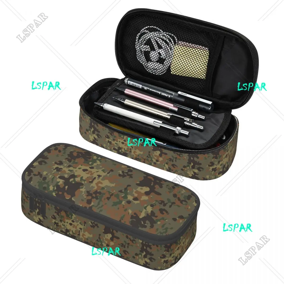 Customized Flecktarn Camo Kawaii Pencil Case Girls Boys Big Capacity Military Camouflage Pencil Pouch Students Stationery