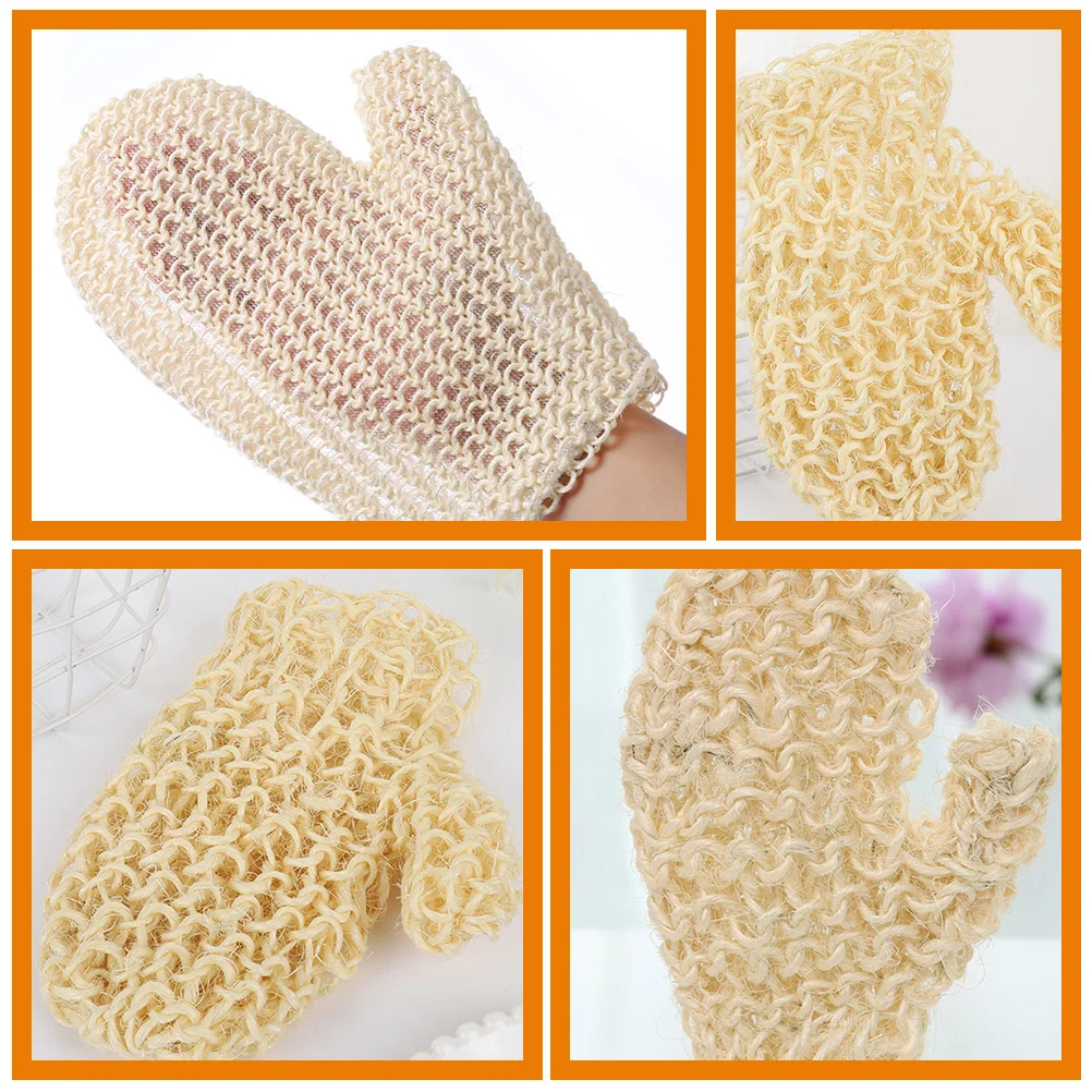 2 Pcs Sisal Braided Shower Gloves Exfoliating Mittens For Bathing Mitts Cleaning Skin Scrubbing The Body